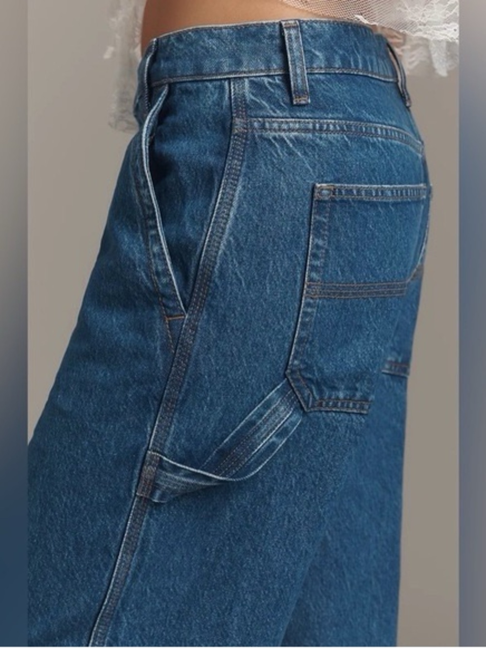 Reformation Diego Mid-Rise Baggy Utility Jeans Medium Wash Trendy - Picture 2 of 14